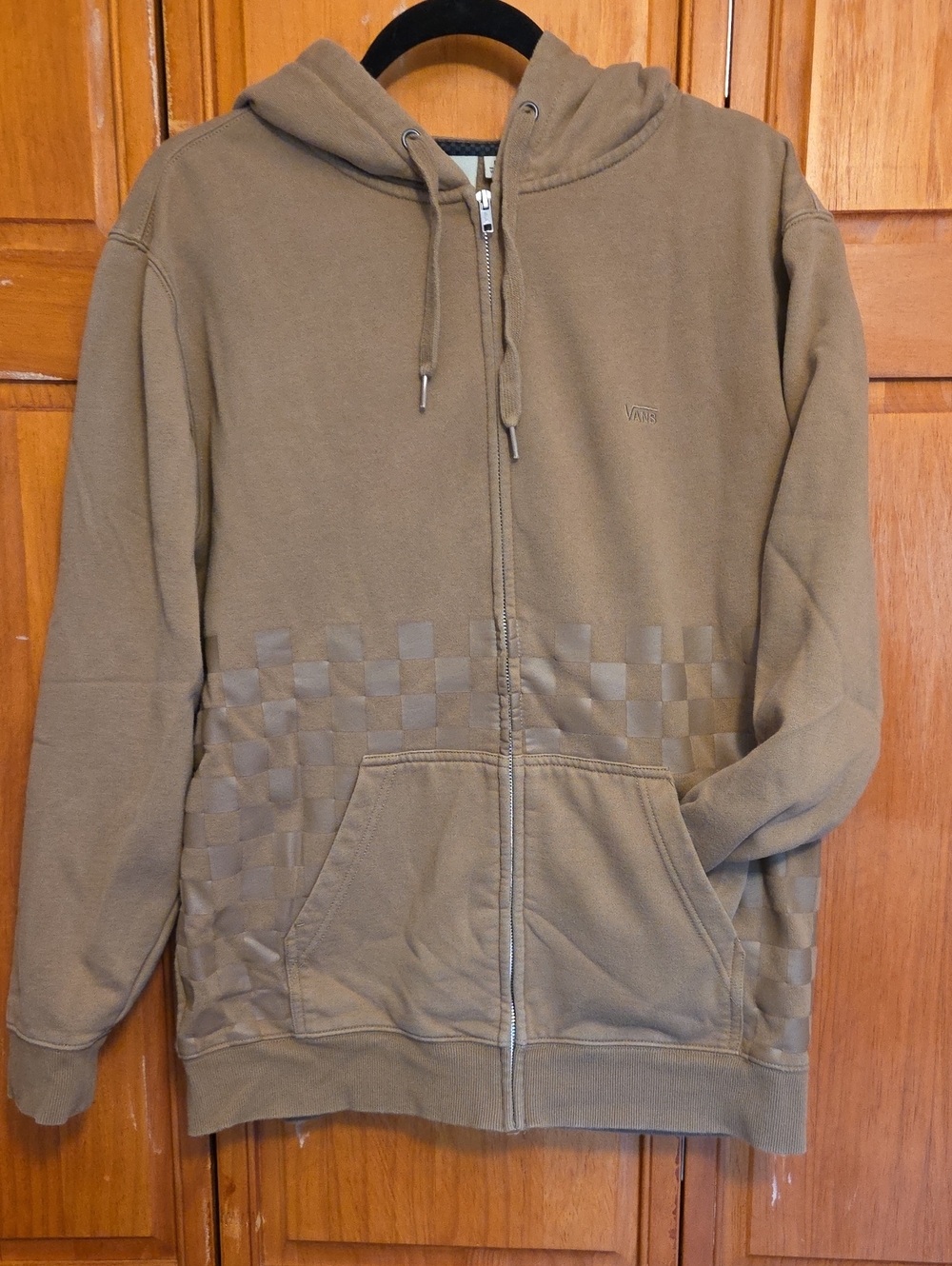 Vans Men's Taupe Checkerboard Full-Zip Hoodie